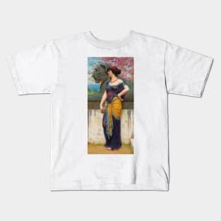 In The Grove Of The Temple Of Isis by John William Godward Kids T-Shirt